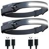 [Set aus 2 Stück] Wiederaufladbare LED-Stirnlampe mit USB-Doppellichtquelle, 5 Beleuchtungsmodi, Ultraleicht (50 g), Hohe Helligkeit, IPX4 Wasserdicht und Staubd