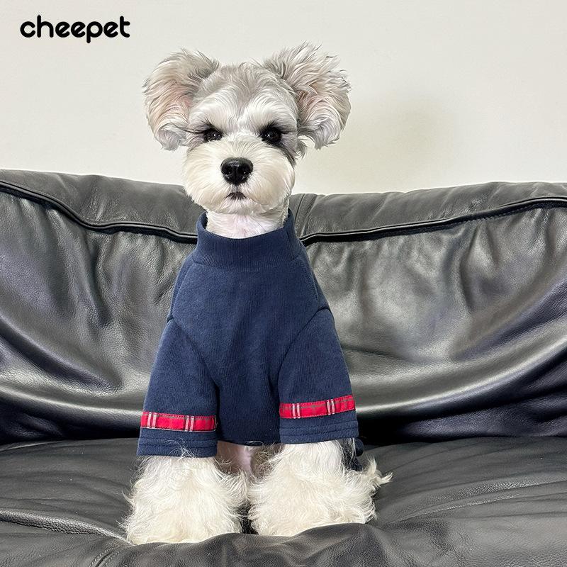 Pet clothes, warm in autumn and winter, thick base, Bisheng Schnauzer embroidered middle collar, four-legged plaid splicing, outer wear