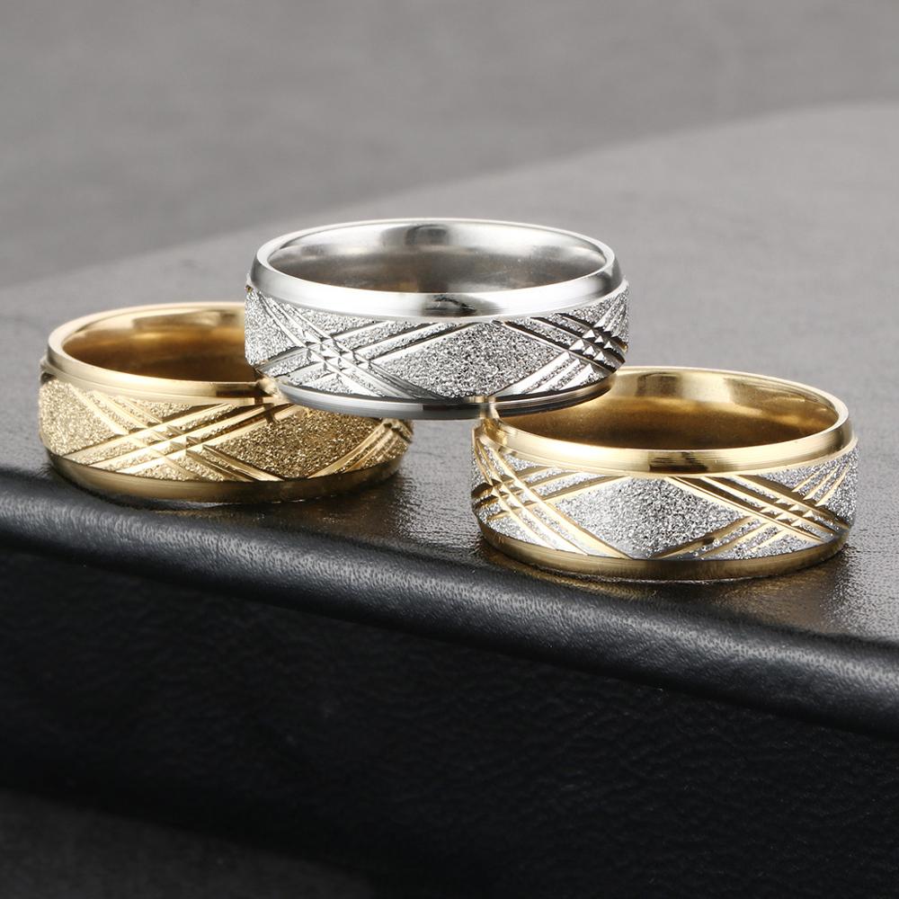 Mens 8mm Stainless Steel Rings Rhinestone Finger Ring for Couple Lover Engagement Wedding Rings Trendy Jewelry Size 6.5-11.5