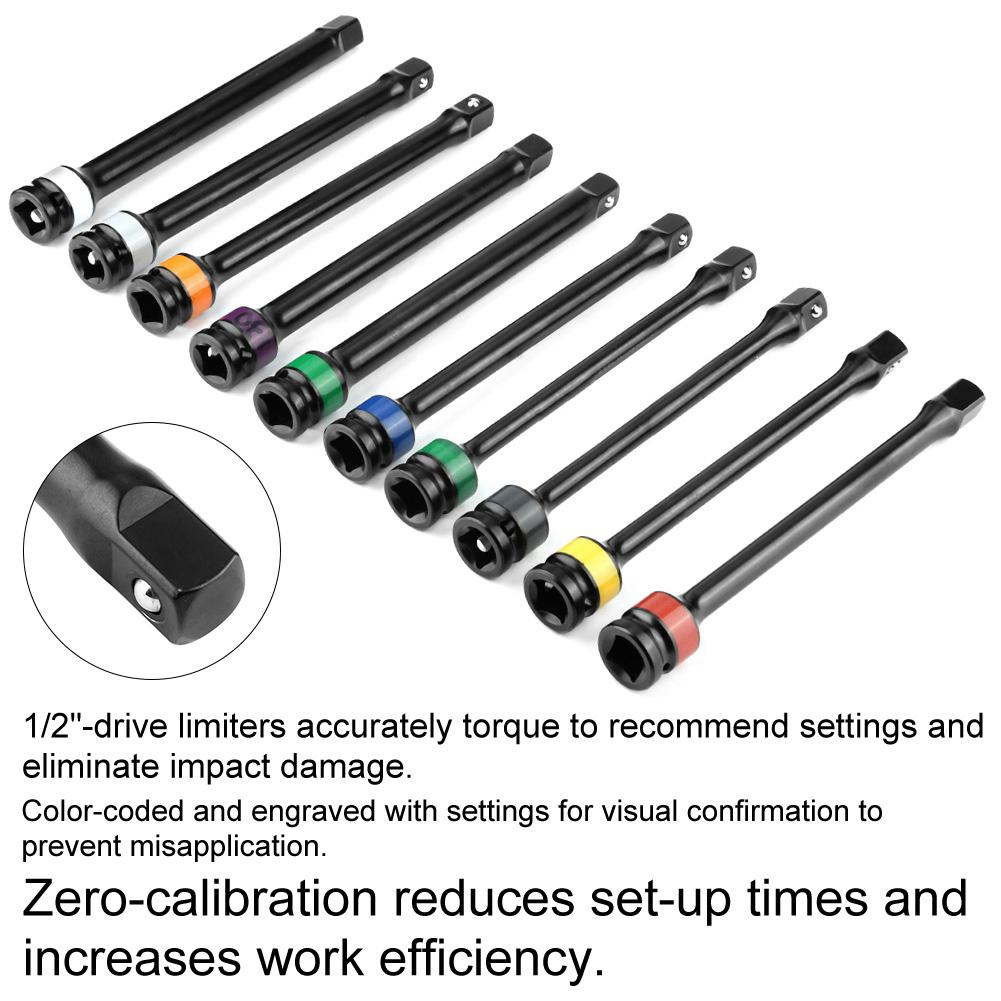 10PCS 1/2 Drive Stick Limiter Extension Bar Set, Color Coded Engraved Settings with Calibration, for Fitment