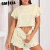 GMXIA Summer Short-sleeved Shorts Two-piece Loungewear Women's Loose Comfortable Suit