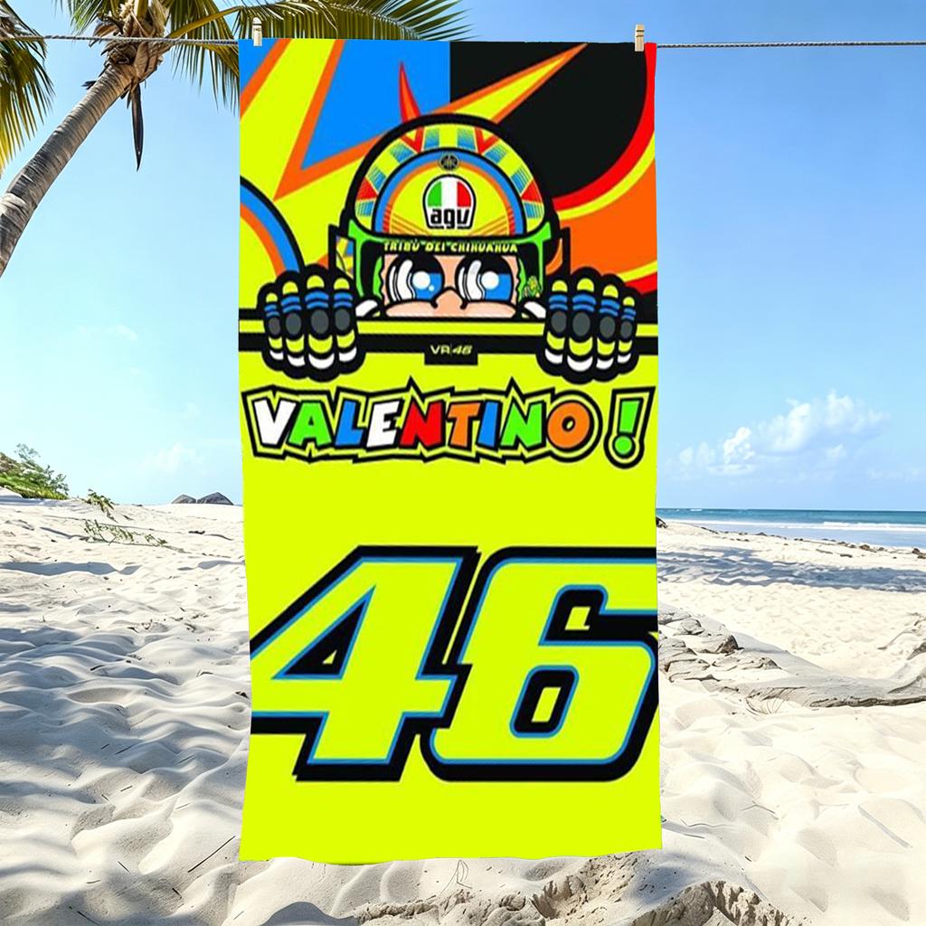 1pc MotoGP Logo Beach Towel Microfiber V-Valentino R-Rossi VR46 #46 Soft Quick Dry Bath Towel for Fans Swimming Outdoor
