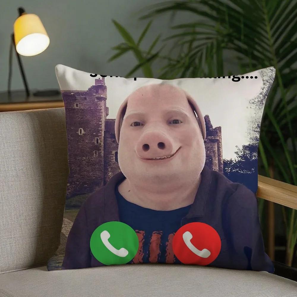 Funny Pig Face Pillowcase Office Car Sofa Bed Cushion Cover Home Bedroom Decoration