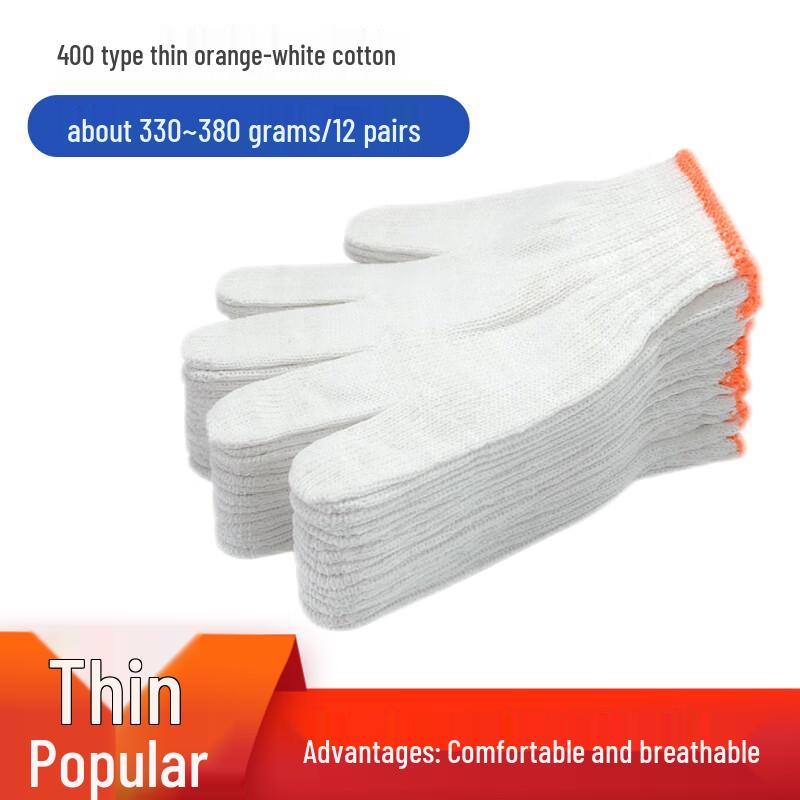 Yulong Wear-Resistant White Cotton Work Gloves