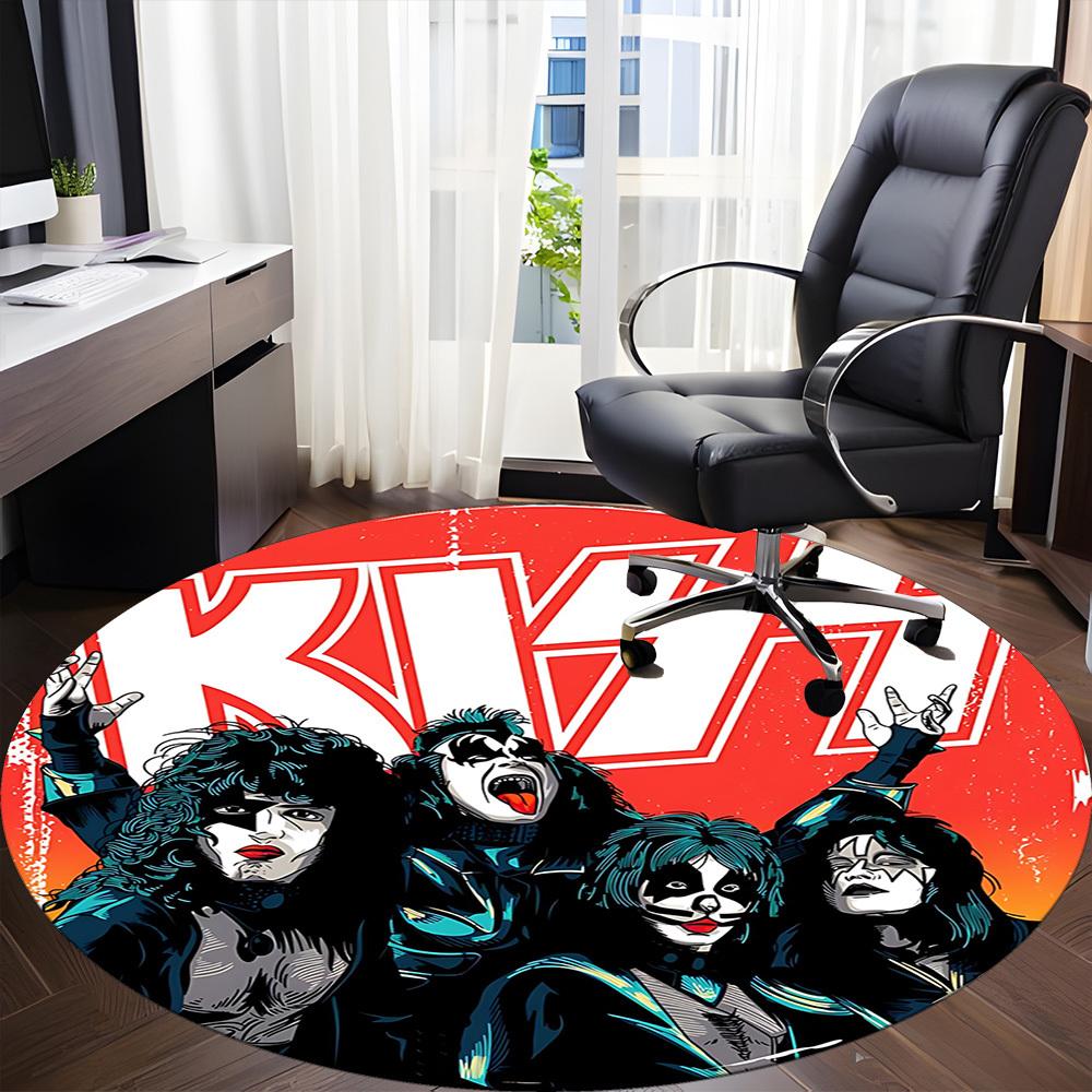 1pc KISS Band Office Round Area Rug, Under Office Chairs Bedroom Living Room Home Decor a0926069