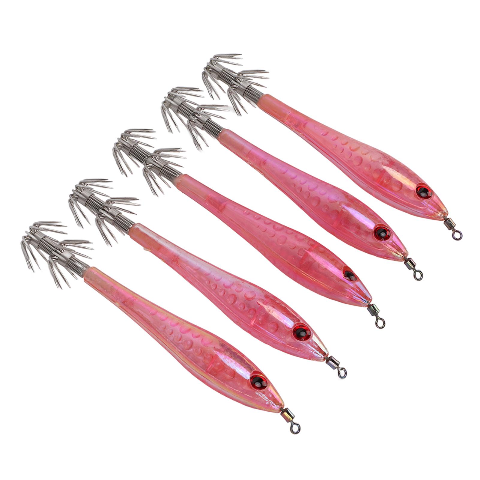 

5PCS Simulation Squid Hard False Bait Hooks Artificial Squid Double Hook Jig Fishing Gear рожевий