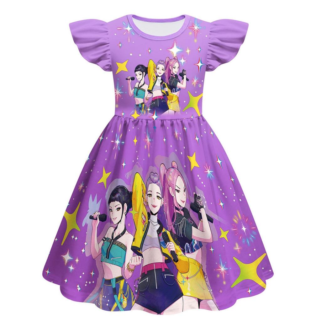 Girls Witch  Girls Flying Sleeves Children's Dress Children's A-line Skirt