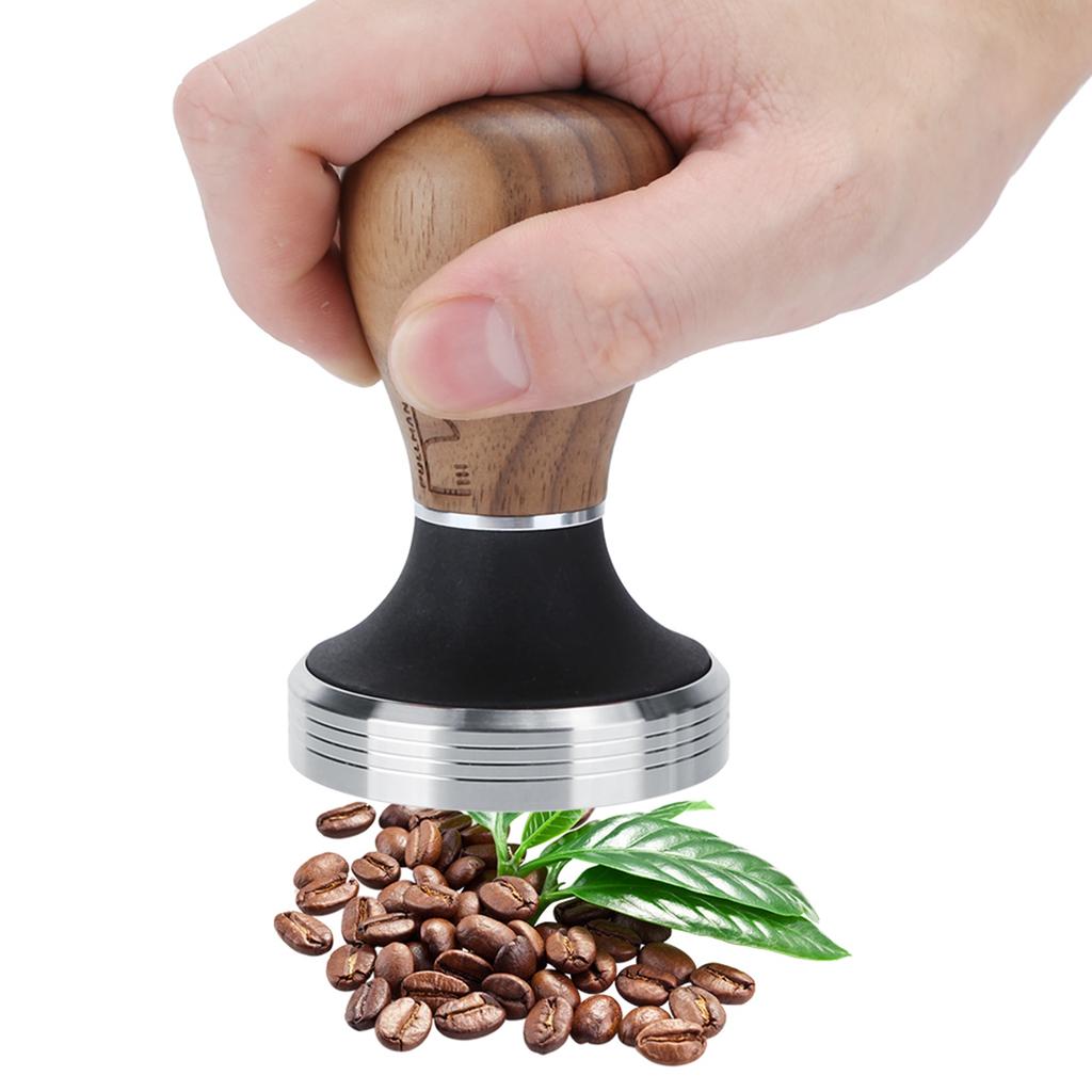 58mm Stainless Steel Flat Coffee Tamper Powder Pressed Hammer with Height Adjustable Wooden