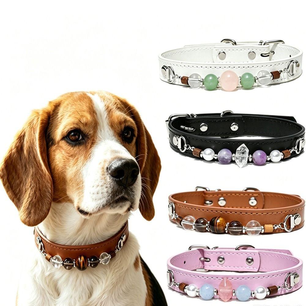Crystal Stone Leather Pet Collar Adjustable Dog Collar Exquisite Cat Collar  for Cats