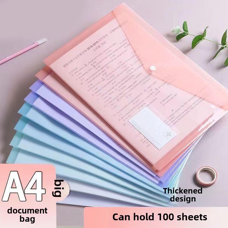 

Прозрачный полипропиленовый пакет для файлов с защелкой формата А4, 10 микрон, водонепроницаемый, многоцветный.