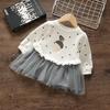 Girls' Spring/Fall Dress Round Neck Cute Long-Sleeve Sweatshirt Dress