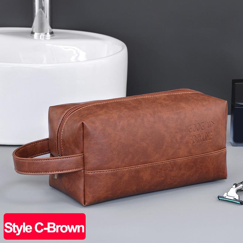 Waterdichte PU Leer Mannen Zakelijke Reizen Toiletartikelen Tas Scheer Cosmetische Organizer Pouch