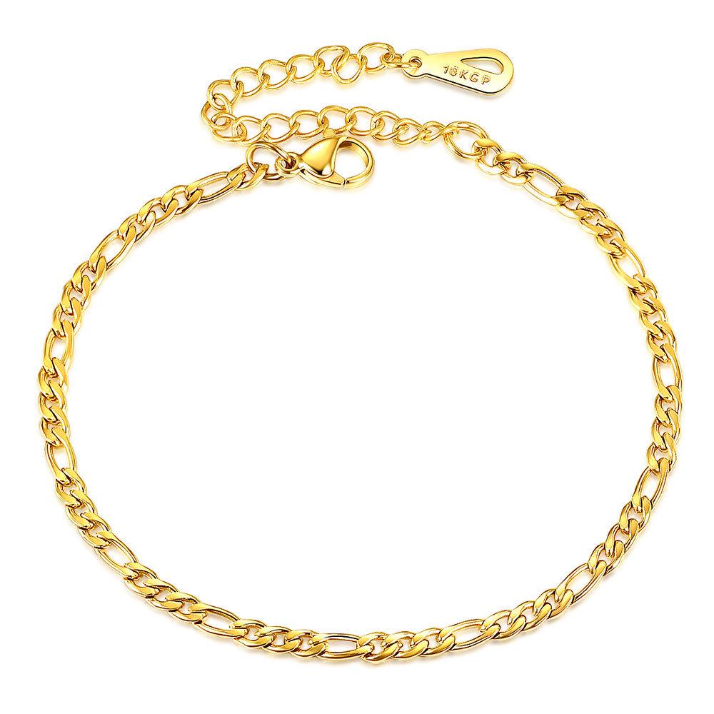 Figaro Chain 18K Gold Stainless Steel Bracelet