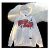 Women's Zipper Hoodie With Fashionable Letter Print Long Sleeve Top Pullover Sweatshirt