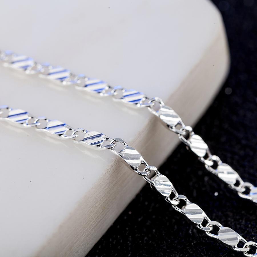 

New luxury 925 Sterling Copper special 2MM flat Clavicle chains Necklaces for Men Women wedding Zircon Christmas gifts 40-75cm 16 inches 40 cm