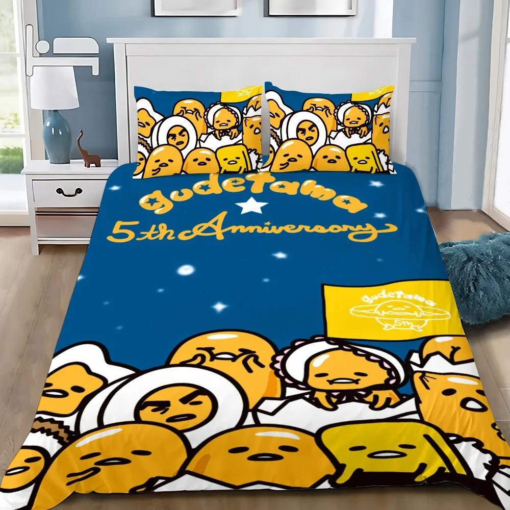 Vtipné povlečení s vajíčkem Gudetama, povlak na peřinu, povlak na polštář, sada povlečení pro dospělé, chlapce, dívky, dekorace do ložnice, dětské, jednolůžko, dvoulůžko, velká velikost