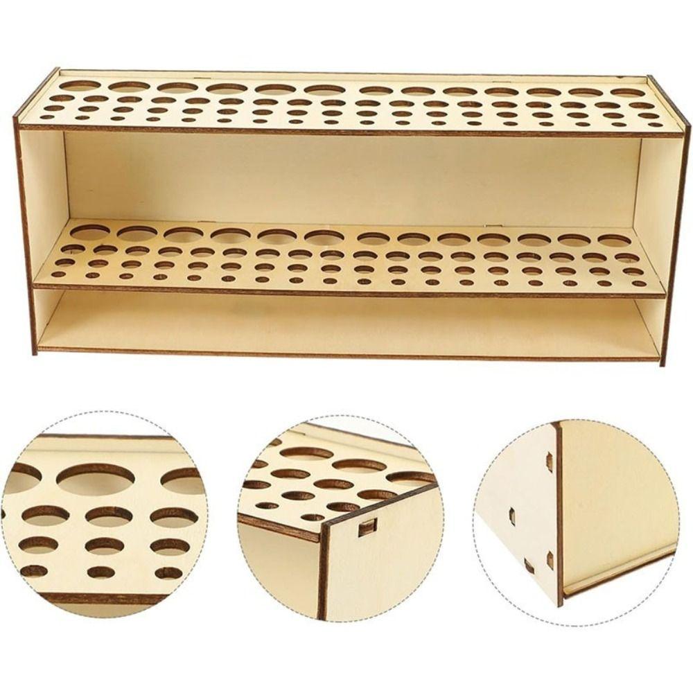 Multi Hole Paintbrush Organizer Wooden Brush Storage Rack New Pencil Holder Desk Organization
