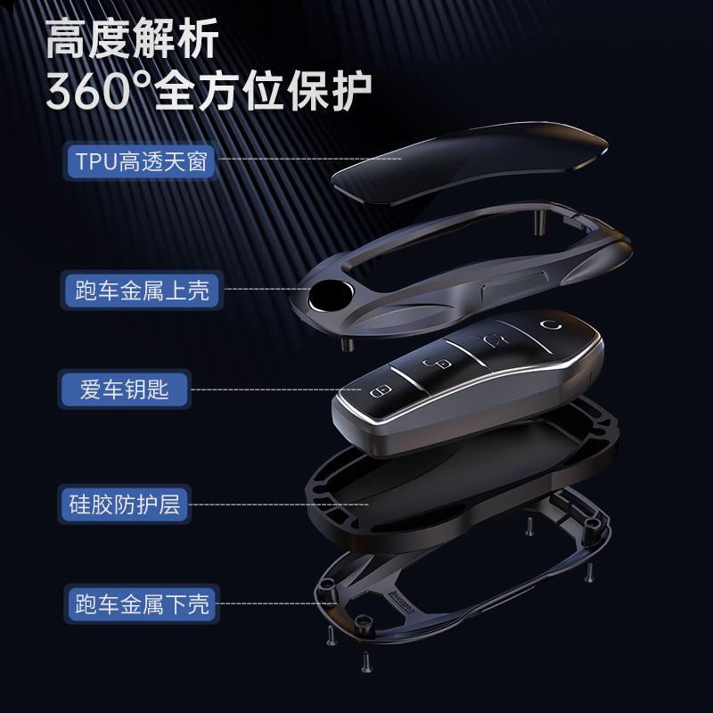 Metal Auto Smart Key Fob Case Cover Mount Housing Remote Bag Fit For Byd New Atto 3 Atto 2 Song Pro Shark 6 Dolphin Mini Seal U Sealion 7 Ev