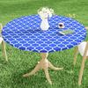 Homaxy New Round Tablecloth 1 PCS PEVA Material Wipeable Flannel Backed Vinyl Tablecloths Waterproof Elastic Fitted Table Covers