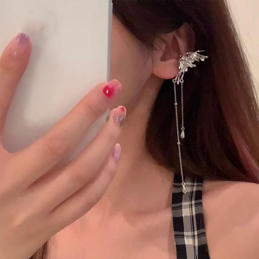 

Клипсы для ушей в виде бабочки-феи с кисточками, ушные косточки-ангелы для женщин, подвесные серьги без проколов, модные изысканные ювелирные изделия для женщин, подарки в стиле Y2K 1pc Left