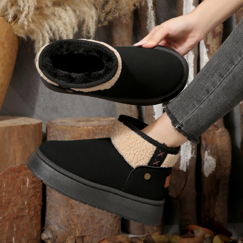 Casual Metal Decoration Mix Color Snow Boots Women 2025 Winter Warm Short Plush Ankle Booties Comfort Thick Bottom Fur Boots