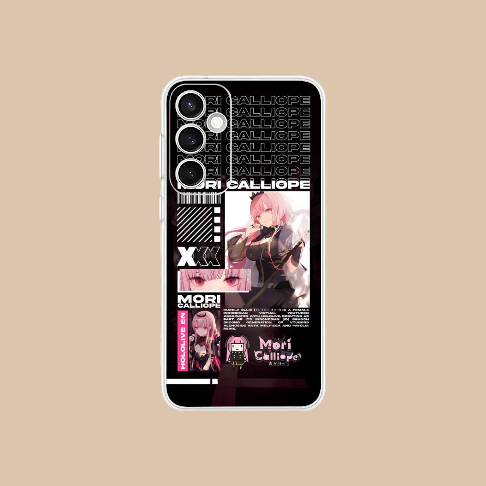 Holo Mori Calliope Clear Mobile Phone Case for Samsung Galaxy S25 S24 S23 S22 S21Plus FE Ultra Colorful Cover