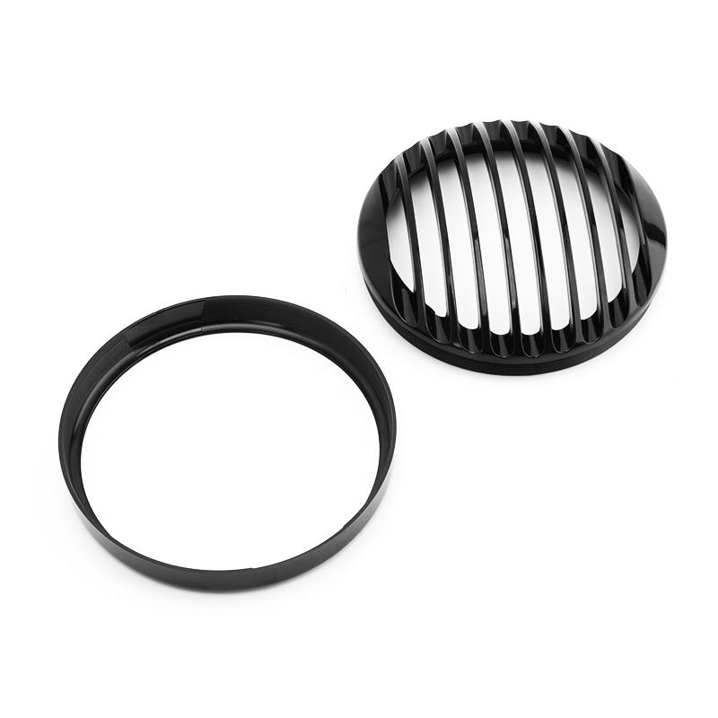 Motorcycle 5 3/4" 5.75" LED Headlight Grill Cover Black ABS Accessories For Harley Sportster XL883 XL1200 XL1200X X48 2004-Up