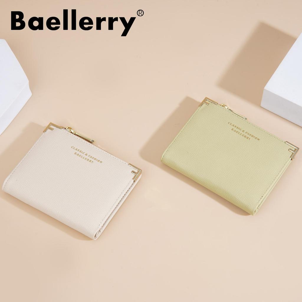 Women's Baellerry Bifold Wallet: Stylish Short Wallet with Zipper Coin Purse & Buckle