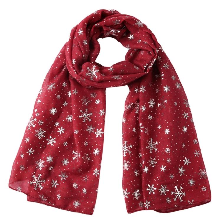 Glitter Christmas Scarf for Ladies Breathable Foil Print Winter Scarf for Adult