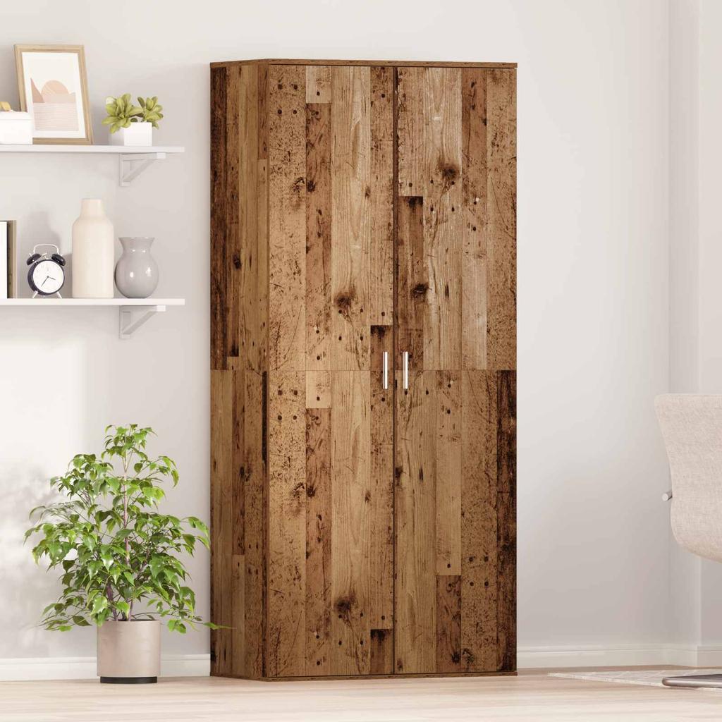 High Cabinet with Shelf Rustic Wood Look 80 x 39 x 178 cm Engineered Wood