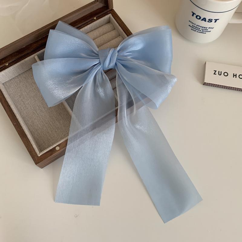 Sheer Bow Clip for Women, Summer Butterfly Hair Claw with Flowing Ribbon, Cute Spring Clip Hair Accessories for Thin Hair