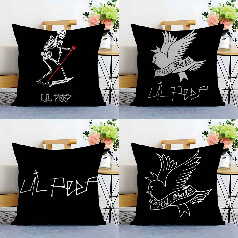L-Lil Peep H-Hell Boy Pillow Case Sofa Short Plush Double-sided HD Printing Room Home Office Gift Cushion Cover
