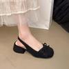 Fashion Baotou Sandals Women's Summer Mid Heel 2025 Spring Summer New Bow Back Strap Sandales Femme Sweet Square Head Women Single Shoes