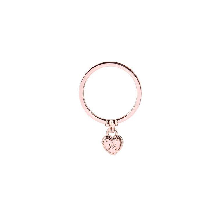 Pandora Creative Love Lock Stacking Ring Women rings Rose-Gold 186571 52