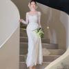 Lace Is Beautiful, Super Fairy Long-sleeved Fishtail Light Wedding Dress, Bridal High-end Sense Going Out Yarn Trailing Engagement Dress, Morning 