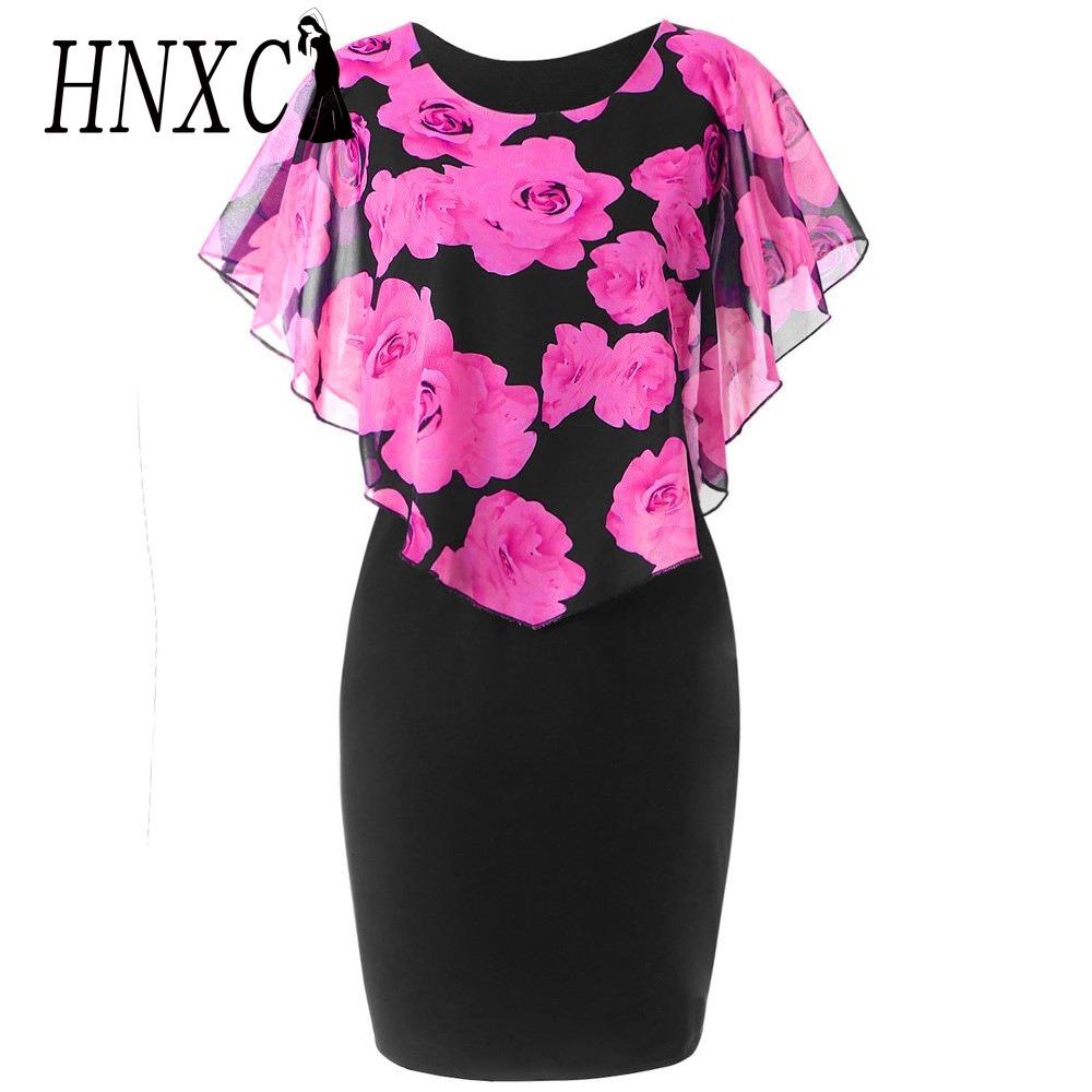 

HNXC Черное сексуальное платье с прозрачной шалью и нежным цветочным принтом XXXXXL розы красного