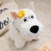 White West Highland Terrier Plush Dog Toy With Rainbow Hat And Bow Flower Decor