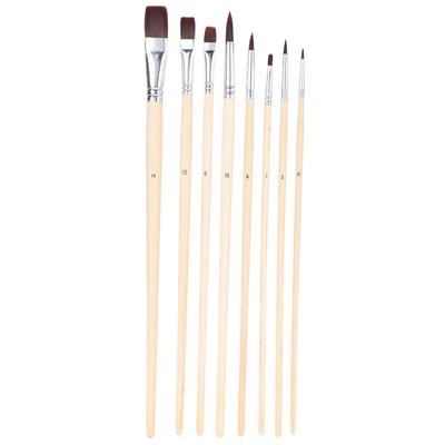 8 Stück Nylon Pinselset Flache Spitze Aquarell Gouache Öl Acryl Malwerkzeug Künstlerpinsel