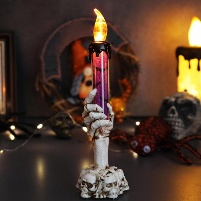 Halloween LED Candle Light Specters Hand Decoration Safe Flameless Design For Scary Party Decors Battery Operated