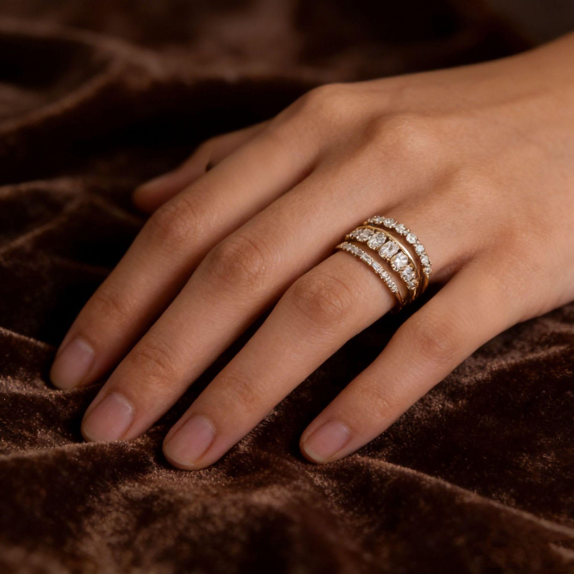 Fashionable Zircon Women s Four-Piece Ring Set: Simple, Stylish, and Unique Size 11