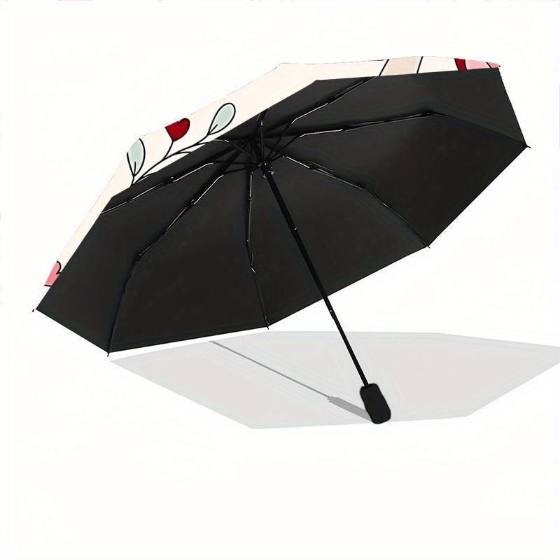 1pc Mushroom Hearts Automatic Open/close, All-Season Portable Folding Umbrella, Travel, Everyday, Formal Events - Compact Luxury Parasol, Outdoor Acce