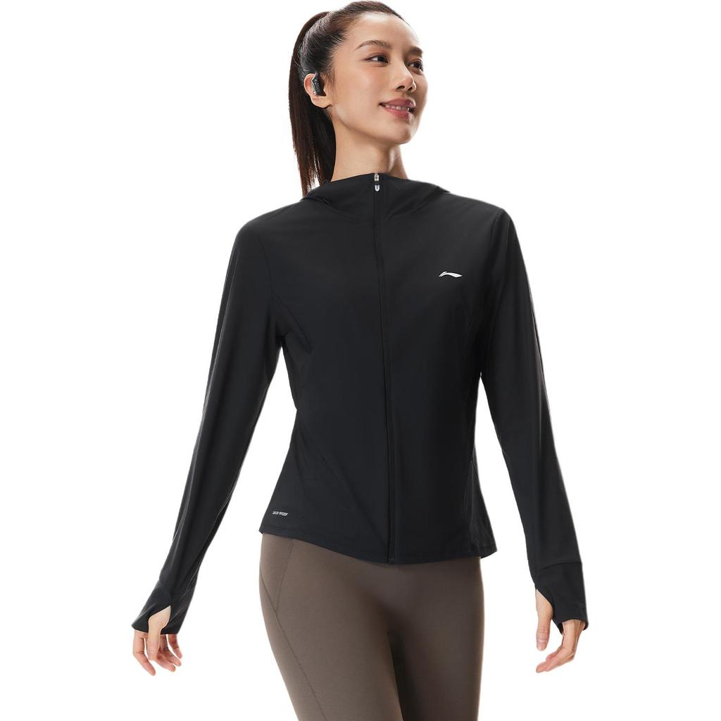 Li Ning Fitness Series Hooded Logo Stitching Zipper Fitness Windbreaker Women Outerwear AFDW462-2