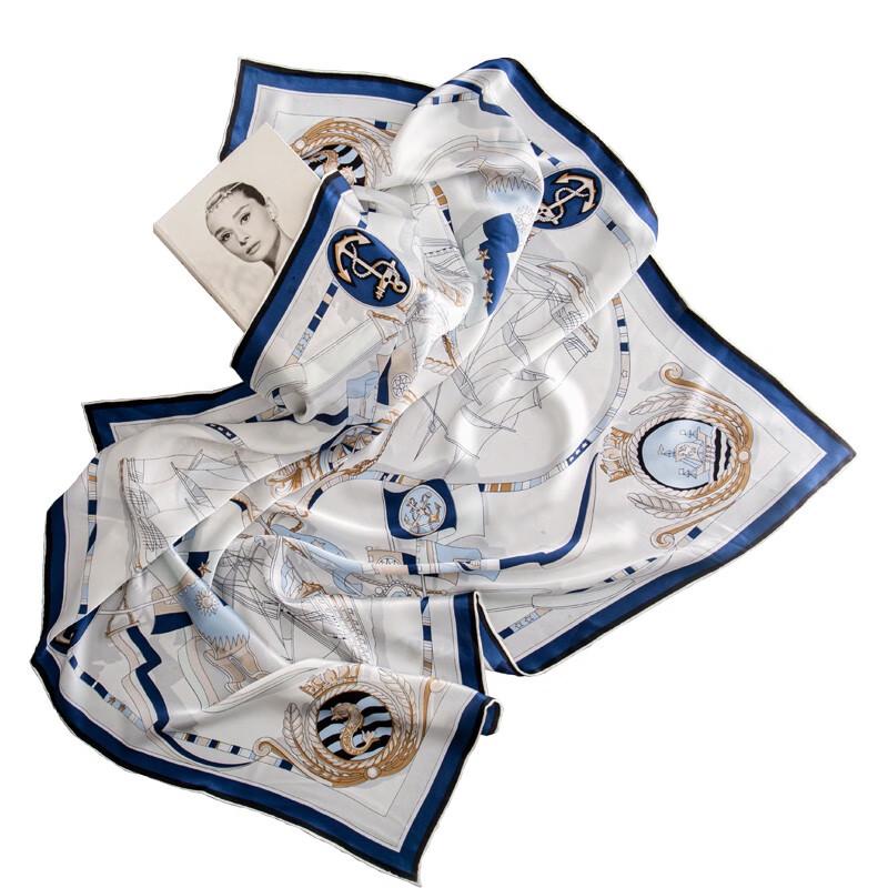 Heng Yuan Xiang 100% Mulberry Silk Navigator Square Scarf