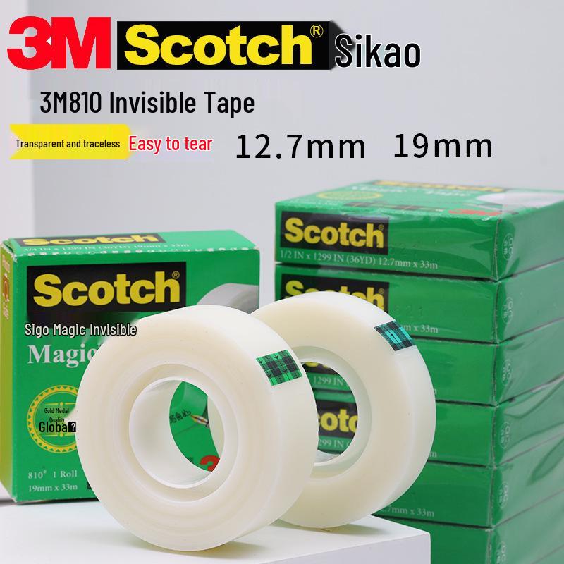 3M Scotch 810 Invisible Hand-Tear Tape 19mm x 33M for Error-Free Test Paper Copying 12.7mm Width