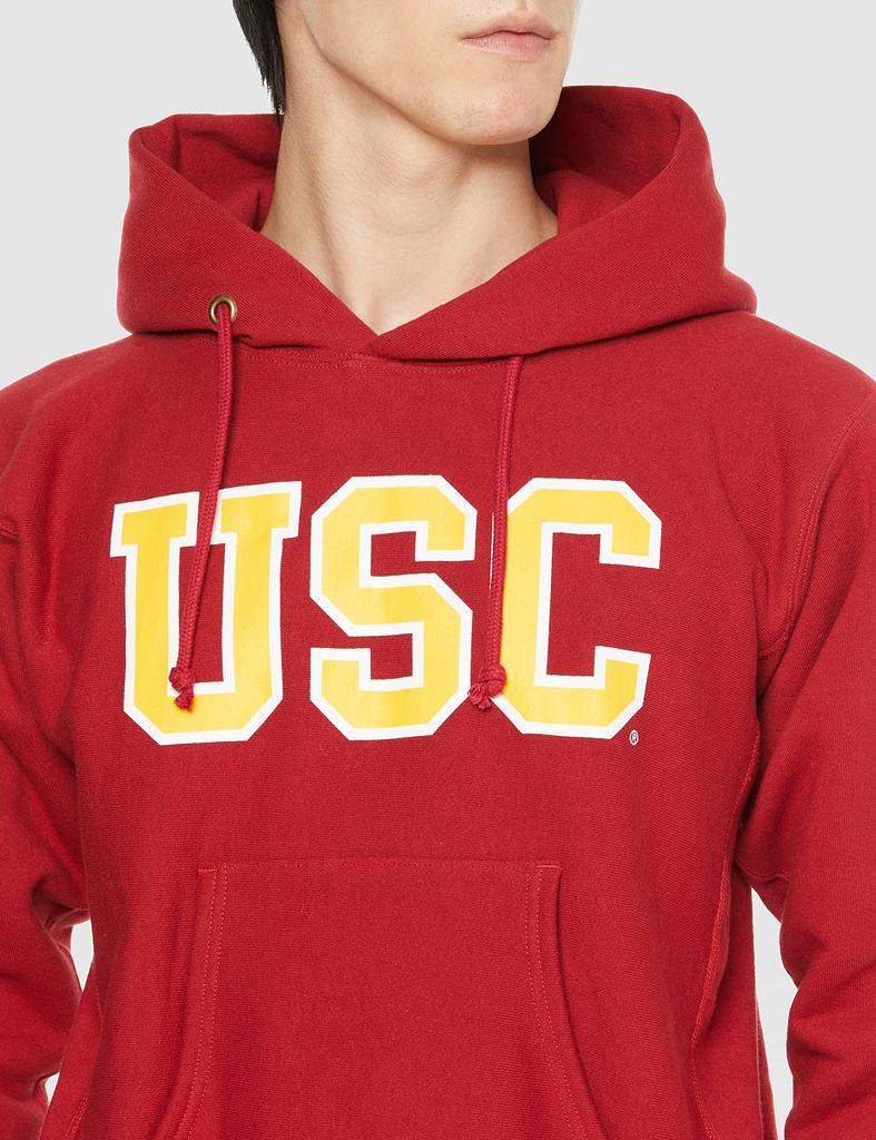 Champion Long Sleeve Graphic Reverse Red Single USC College Made in Size L Men's Hoodie, 12.5oz, Brushed-Lined, Print, Weave® Heavyweight, Tag,