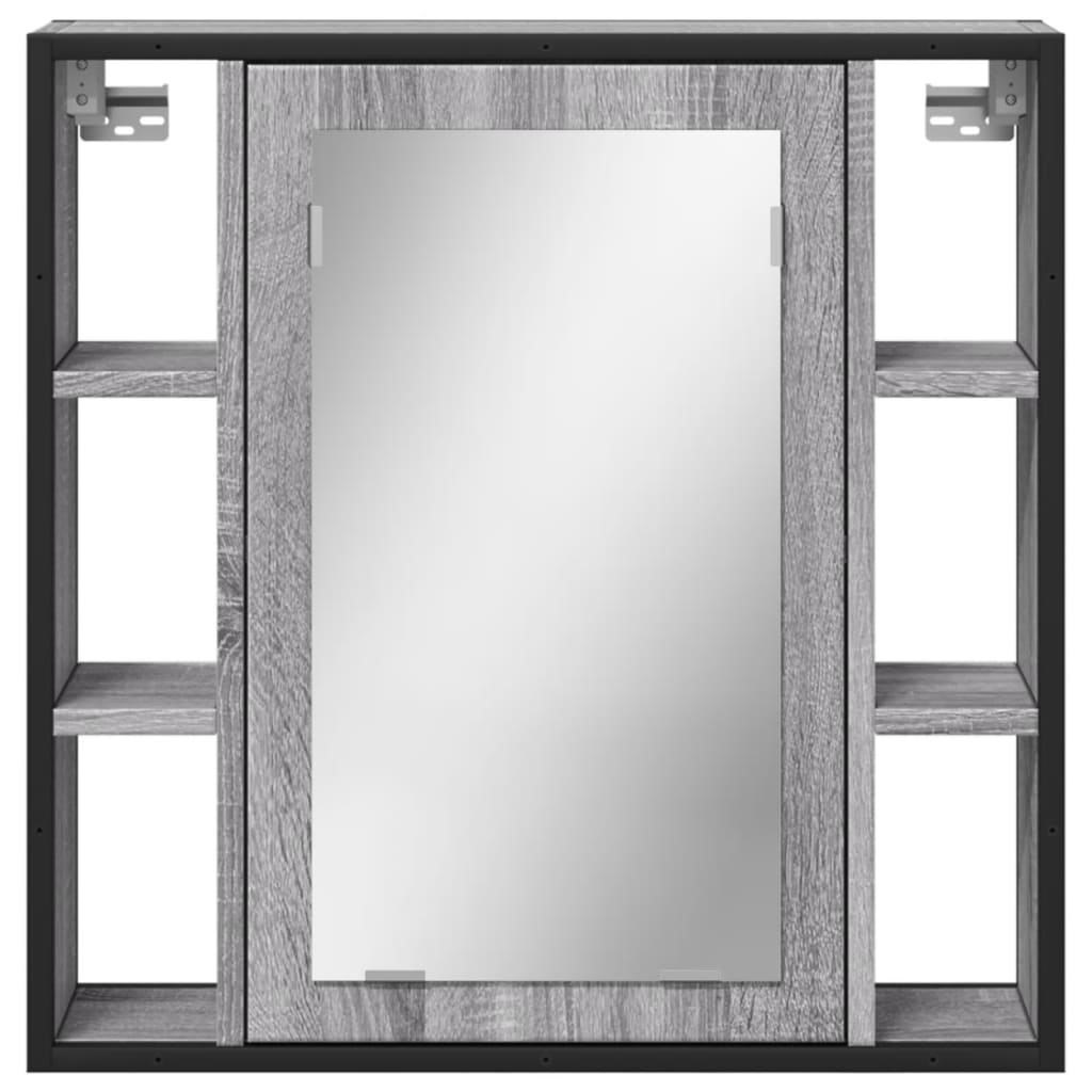 Badezimmer Wandspiegelschrank, Badezimmer Spiegel mit Stauraum hinter dem Spiegel, Badezimmer Wandspiegel, grau Sonoma 60x16x60 cm aus Holz
