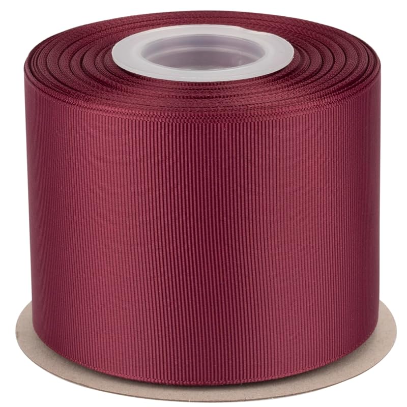 

[Tekdeere]Width 75mm solid Burgundy grosgrain ribbon, perfect for gift wrapping, sewing, hair accessories, wedding decorations - 22 meters/roll