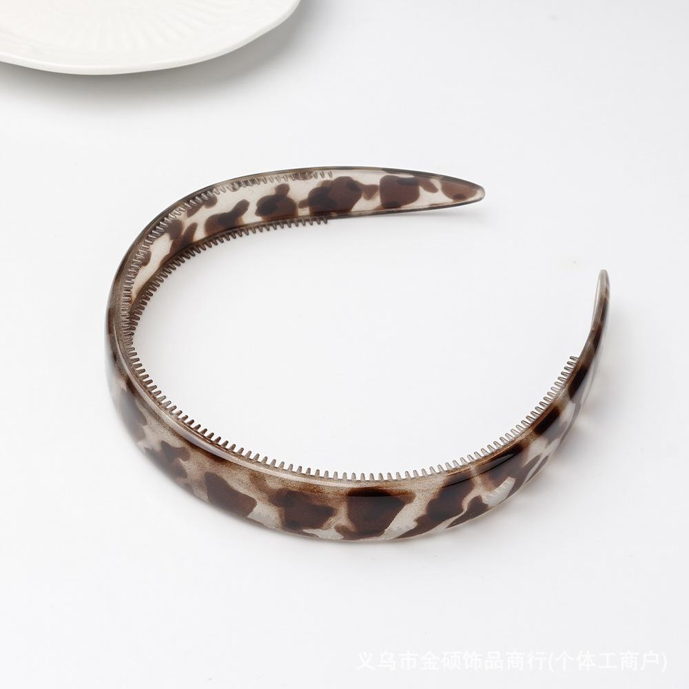 1Pcs Women Vintage Hair Accessories for Daily Wear Tortoiseshell Acetate Leopard Hair Hoop Non Slip Teeth Headband