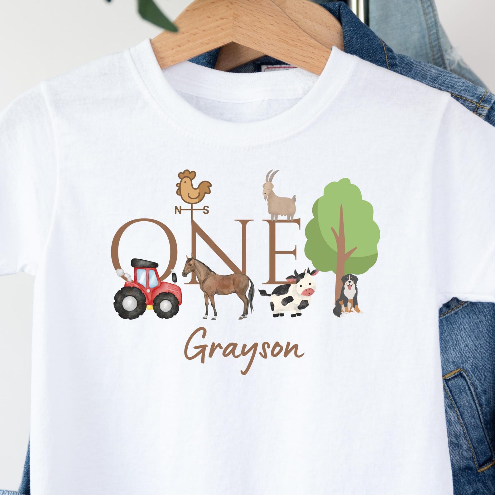 Personalized Farm Animal Birthday Shirt - Custom 1st, 2nd, 3rd Birthday Outfit, Barnyard Party Tee, Toddler Gift, Farm Truck Shirt XL