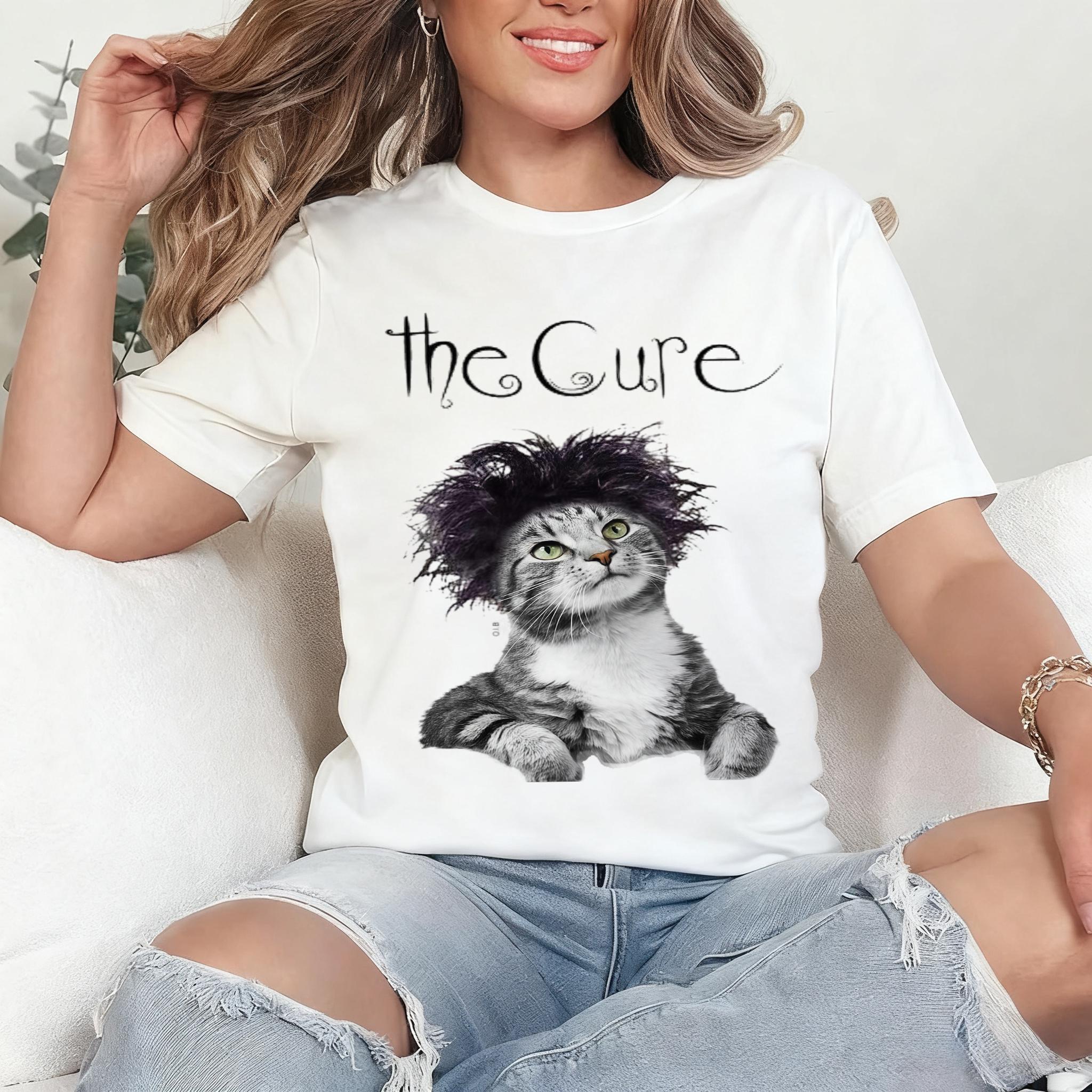 Plus Size Summer Womens Vintage The Cure Cat TShirt  Cotton Breathable Stylish Versatile Street Style Oversized XL